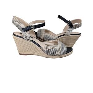 Issac Mizrahi Micah Textured Wedge Sandal Black/Natural Women's 9.5